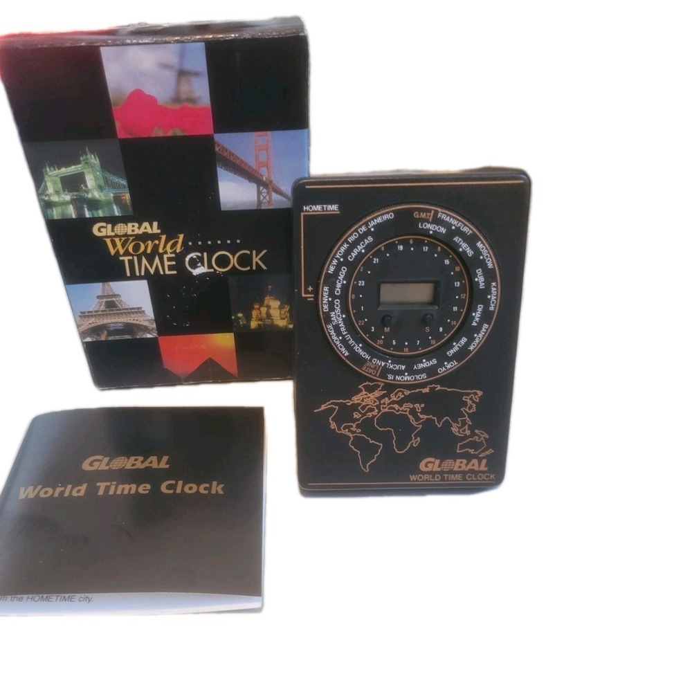 Vintage Global World Time‎ Clock w Box & Instructions SP13342